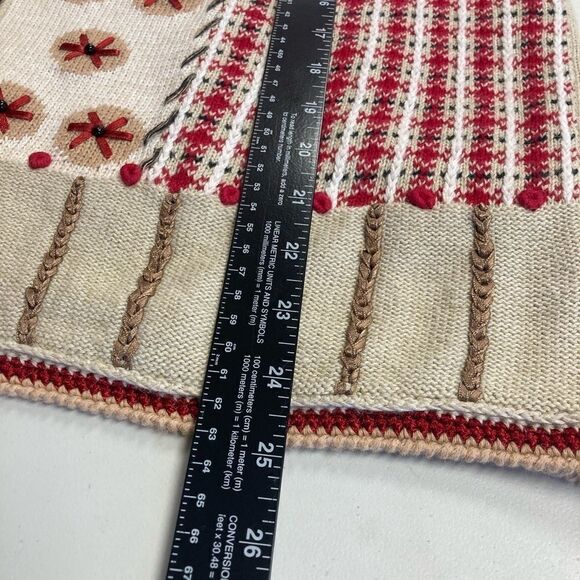 BLAST Christmas Sweater Vest, Size Large Petite,Cream, Red & Tan, Stars & Trees - Picture 5 of 8
